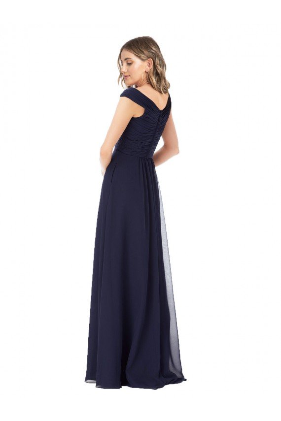 Off the Shoulder Classic Chiffon Bridesmaid Dress with Draped Bodice Essex