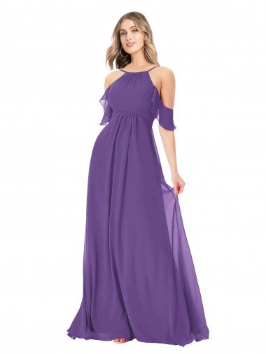 Cold Shoulder Flutter Sleeves Chiffon Bridesmaid Dress Essex