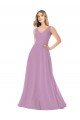 Simple Chiffon V-Neck Bridesmaid Dress with Draped V-Back Essex