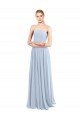 Luxe Chiffon Straight Neckline Long Chiffon Bridesmaid Dress with Skinny Straps Essex