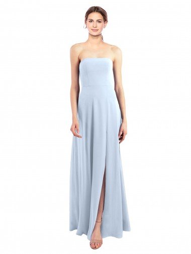 Fitted Strapless Full Length Chiffon Bridesmaid Dress with Front Slit Essex