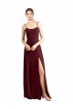 Sleek Fit and Flare Long Scoop Neck Chiffon Bridesmaid Dress with High Side Slit Essex