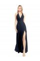 Plunging V-Neckline Halter Chiffon Wrap Bridesmaid Dress / Prom Dress with High Slit Essex