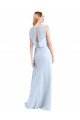 Illusion Boat Neck Long Full Length Chiffon Bridesmaid Dress with Keyhole Back Essex