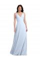Long Floor Length V-Neck Chiffon Bridesmaid Dress with Keyhole Back Essex