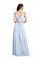 Long Floor Length V-Neck Chiffon Bridesmaid Dress with Keyhole Back Essex