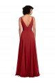 Fitted Plunging Deep V-Neck Long Chiffon Bridesmaid Dress with V-Back Essex