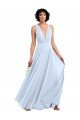 Daring Plunging V-Neck Long Chiffon Bridesmaid Dress with Pleated Bodice Essex