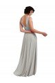 Daring Plunging V-Neck Long Chiffon Bridesmaid Dress with Pleated Bodice Essex