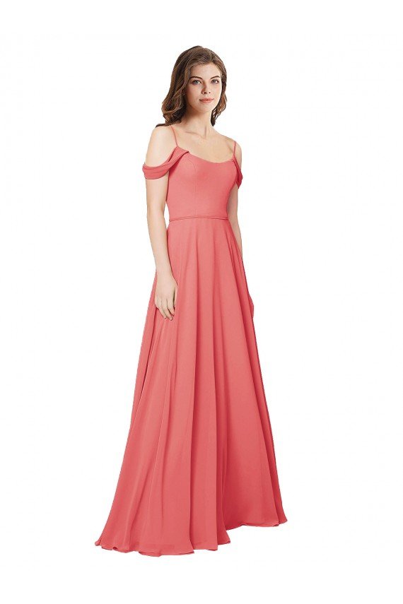 Draped Off the Shoulder Straps Chiffon Bridesmaid Dress Essex