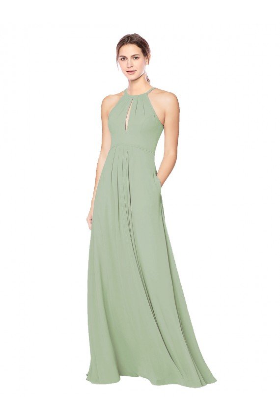 High Halter Neck Keyhole Chiffon Bridesmaid Dress Essex