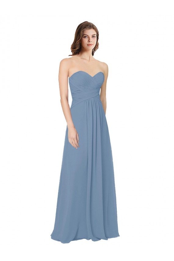 Chiffon A-Line Wraparound Draping Long Bridesmaid Dress Essex