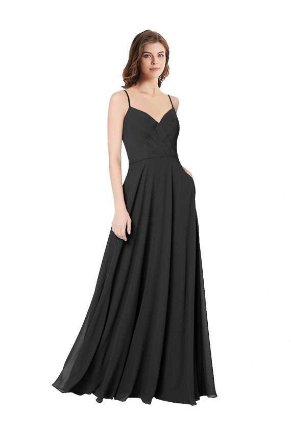 Cowl Back Spaghetti Straps Long Chiffon Bridesmaid Dress  Essex