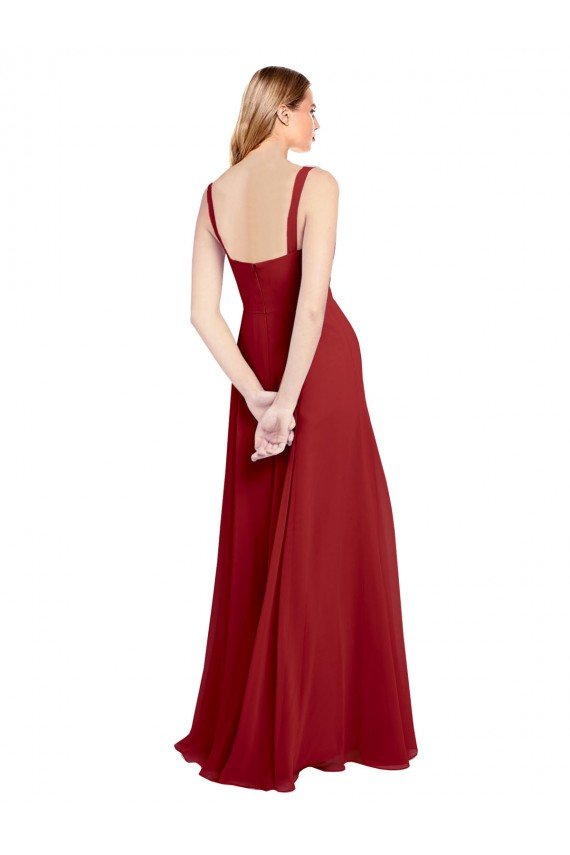 Sweetheart Neckline Long Chiffon Bridesmaid Dress with Side Slit and Wide Straps Essex