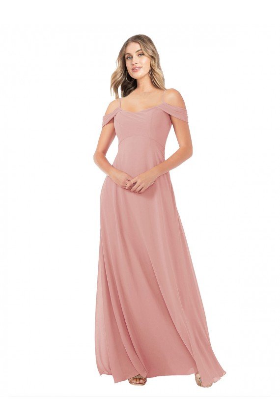 Draped Shoulder Sash Back Chiffon Bridesmaid Dress Essex
