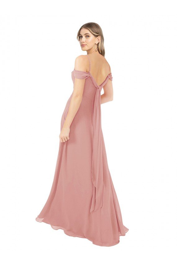 Draped Shoulder Sash Back Chiffon Bridesmaid Dress Essex