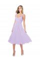 Draped Midi Length Chiffon Cocktail Bridesmaid Dress with Ruched Bodice Essex