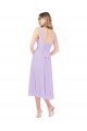 Draped Midi Length Chiffon Cocktail Bridesmaid Dress with Ruched Bodice Essex