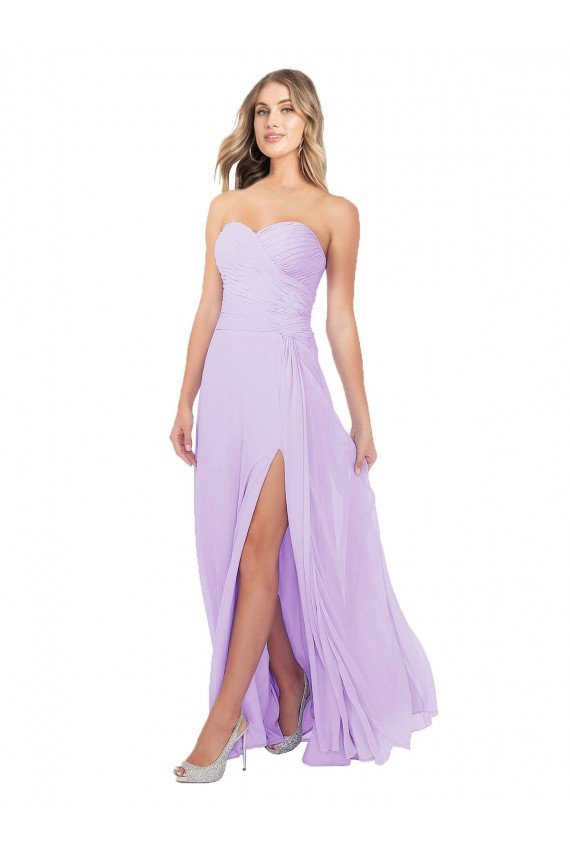 Draped Sweetheart Chiffon Bridesmaid Dress with High Slit Essex