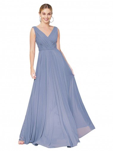 Floor Length High Neck V-Back Chiffon Bridesmaid Dress / Formal Prom Dress Essex