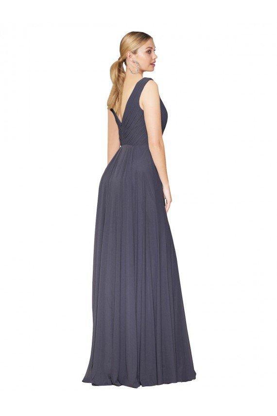Floor Length High Neck V-Back Chiffon Bridesmaid Dress / Formal Prom Dress Essex
