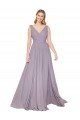 Draped Floor Length High Neck V-Back Chiffon Bridesmaid Dress / Formal Prom Dress with Shirred Bodice Essex