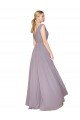 Draped Floor Length High Neck V-Back Chiffon Bridesmaid Dress / Formal Prom Dress with Shirred Bodice Essex