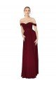 Shirred Sweetheat Neckline Off the Shoulder Long Chiffon Bridesmaid Dress / Formal Prom Dress Essex