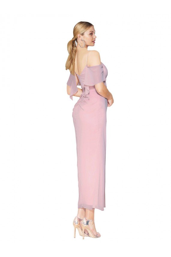 Mermaid Cold Shoulder Short Knee Length Chiffon Bridesmaid Dress / Formal Prom Dress Essex