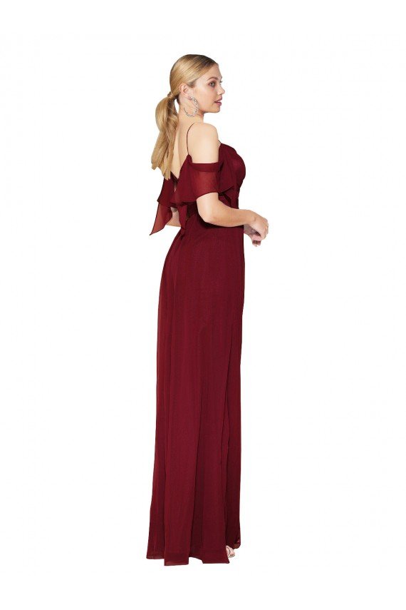 Cold Shoulder Long Mermaid Chiffon Bridesmaid Dress / Formal Prom Dress with Straps Essex