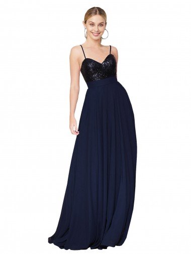 Sweetheart High Neck Sequin Top Long Chiffon Bridesmaid Dress / Prom Dress Essex