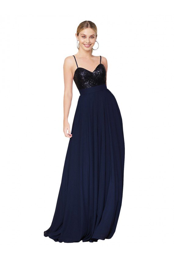 Sweetheart High Neck Sequin Top Long Chiffon Bridesmaid Dress / Prom Dress Essex