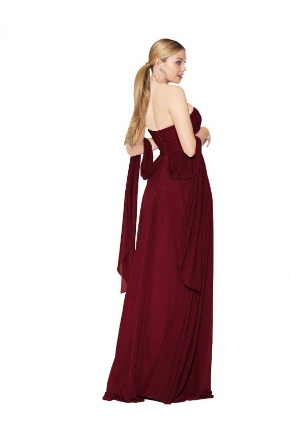 Draped Strapless Long A-Line Chiffon Bridesmaid Dress / Formal Prom Dress Essex
