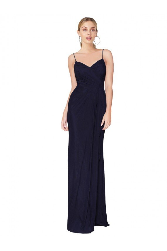 Draped Spaghetti Straps Long Chiffon Mermaid Bridesmaid Dress / Formal Prom Dress Essex