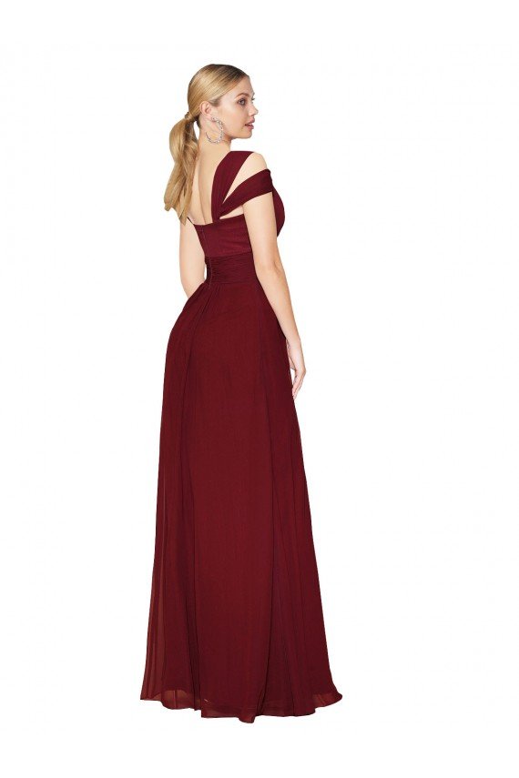 Off the Shoulder Long Chiffon Bridesmaid Dress / Formal Prom Dress with Side Slit Essex