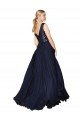 High Neck V-Neck Long Chiffon Bridesmaid Dress / Prom Dress with Sequin Top Essex