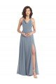 Slim A-Line Cowl Neck Long Chiffon Bridesmaid Dress with Side High Slit Essex