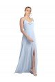 Draped Cowl Neck Tied Straps Long Chiffon Bridesmaid Dress with Slit Essex