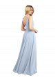 Draped Cowl Neck Tied Straps Long Chiffon Bridesmaid Dress with Slit Essex