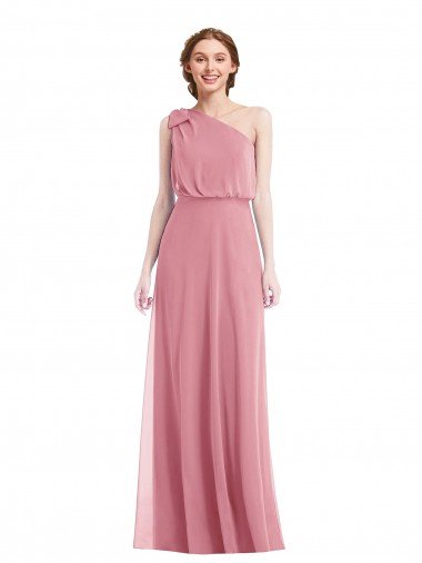 One Shoulder Bow Blouson Bodice Maxi Bridesmaid Dress Essex
