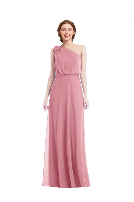 One Shoulder Bow Blouson Bodice Maxi Bridesmaid Dress Essex