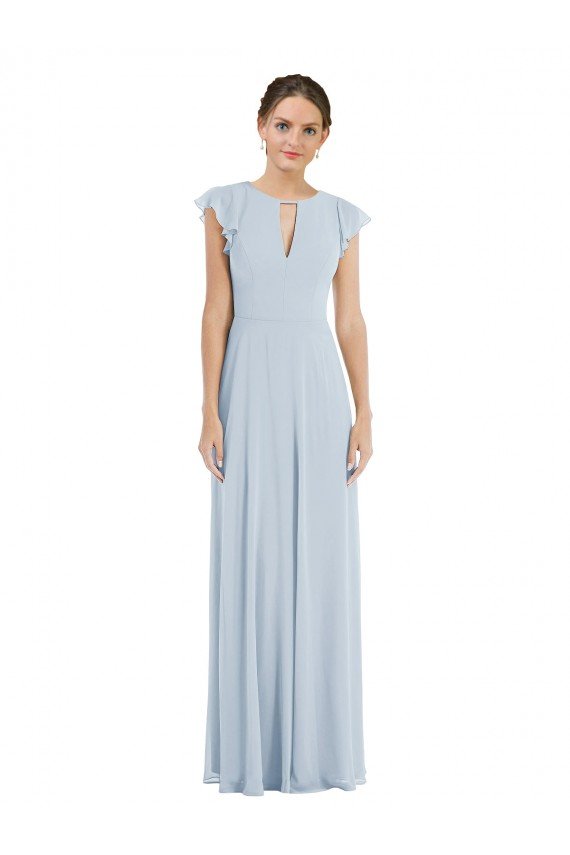 Flutter Sleeve V Keyhole Chiffon Maxi Formal Bridesmaid Dress Essex
