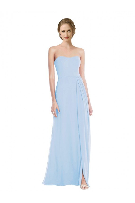 Strapless Sweetheart Maxi Bridesmaid Dress with Pleated Front Slit Essex