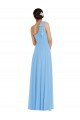Draped One Shoulder Maxi Bridesmaid Dress with Scarf Bow Essex