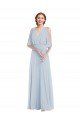 V-Neck Split Sleeves Blouson Bodice Maxi Bridesmaid Dress Essex
