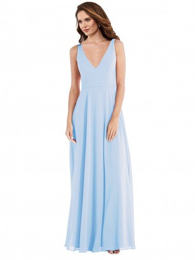 Deep V-Neck Chiffon Maxi Bridesmaid Dress Essex