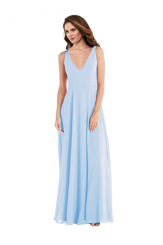 Deep V-Neck Chiffon Maxi Bridesmaid Dress Essex