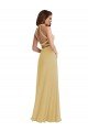 Stand Collar Halter Maxi Bridesmaid Dress with Criss Cross Open Back Essex