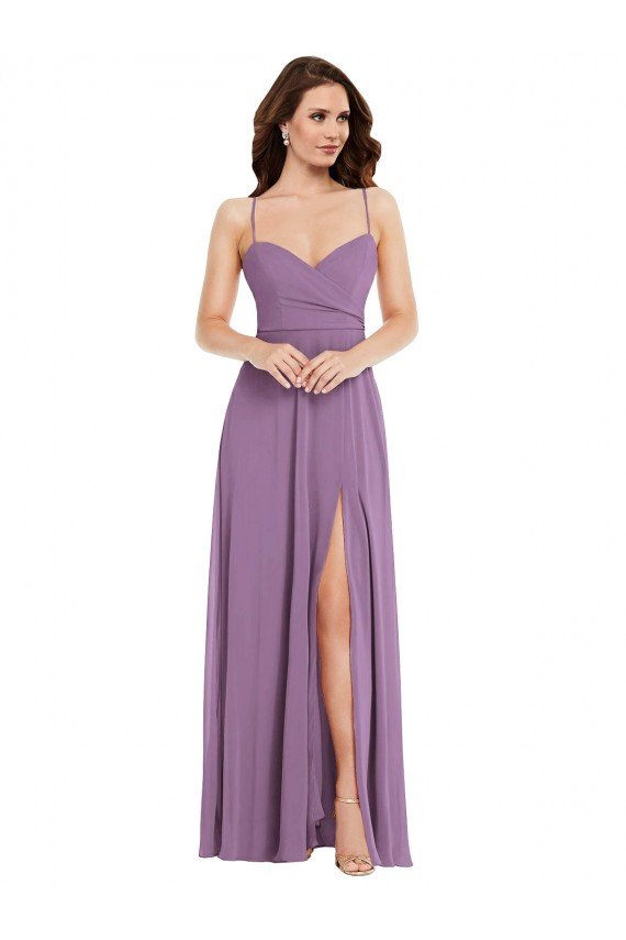 Wrap Bodice Maxi Bridesmaid Dress with Front Slit Essex