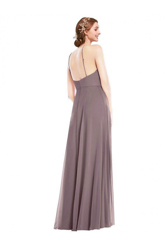 Diamond Halter Maxi Formal Bridesmaid Dress with Front Slit Essex